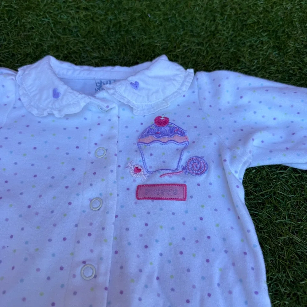 Child of Mine Carter's Baby‎ Girl NB White Polka Dot Cupcake Sweetie Onesie